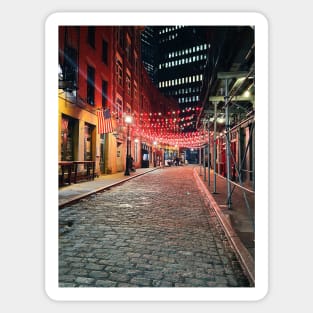 String lights across Stone Street Sticker